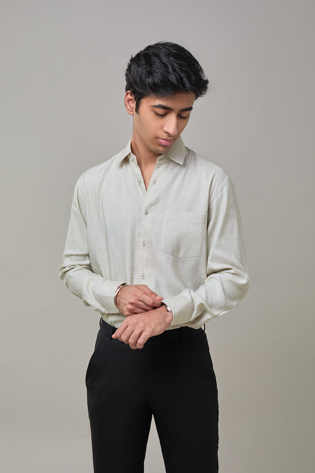 The Label Gaia Men Solid Formal Shirt | Hemp | Mint