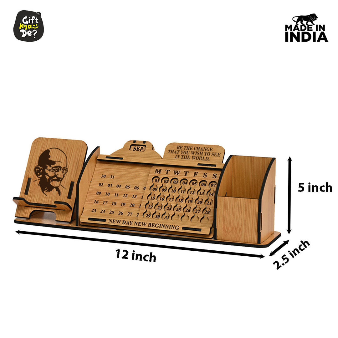 Gift Kya De Lifetime Calendar With Desk Organizer and Mobile Stand | Desk Calendar | Mobile Accessories