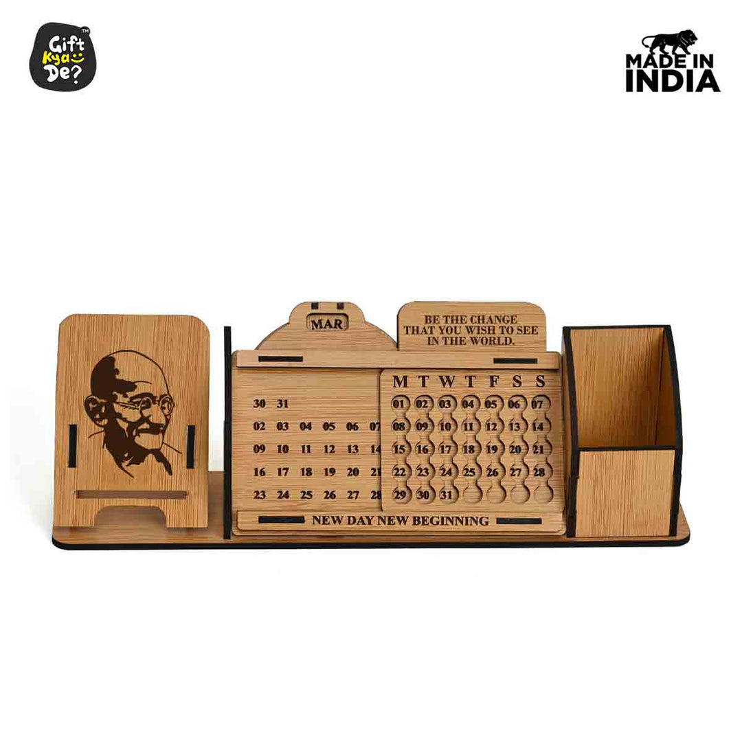 Gift Kya De Lifetime Calendar With Desk Organizer and Mobile Stand | Desk Calendar | Mobile Accessories