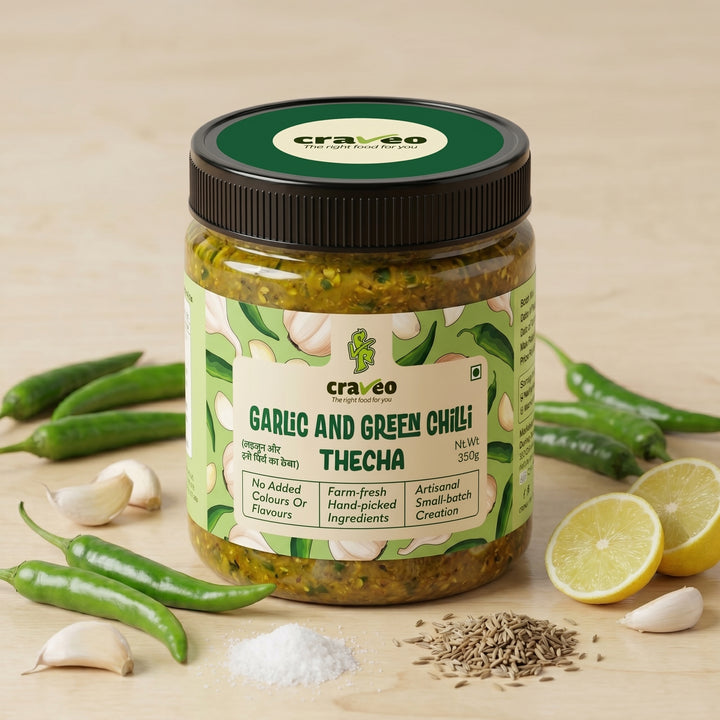 Craveo Garlic & Green Chilli Thecha | (Hari Mirch ka Thecha)
