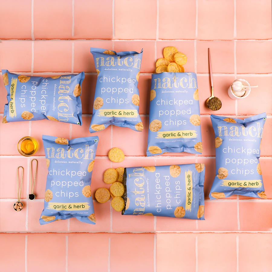 Natch Garlic & Herb Chickpea Popped Chips, 6 Packs