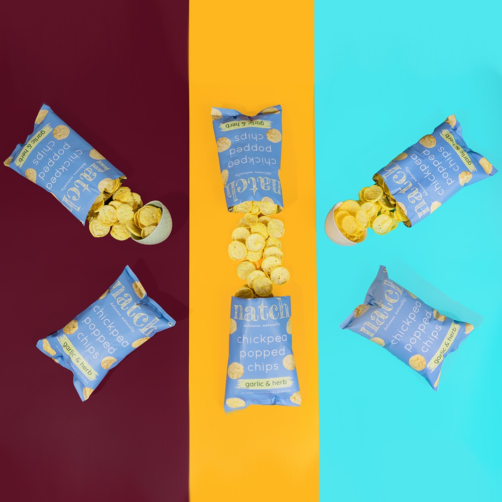 Natch Garlic & Herb Chickpea Popped Chips, 6 Packs