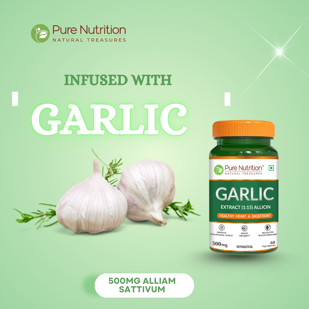 Garlic Extract Capsules 500mg  Heart Health, Cholesterol & Immunity