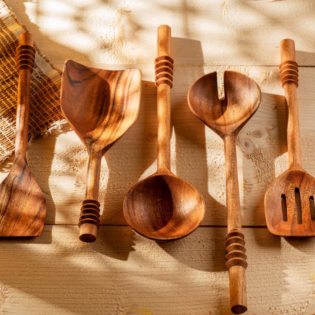 Araana Home Garoh Designer Premium Wooden Spatulas and Ladles