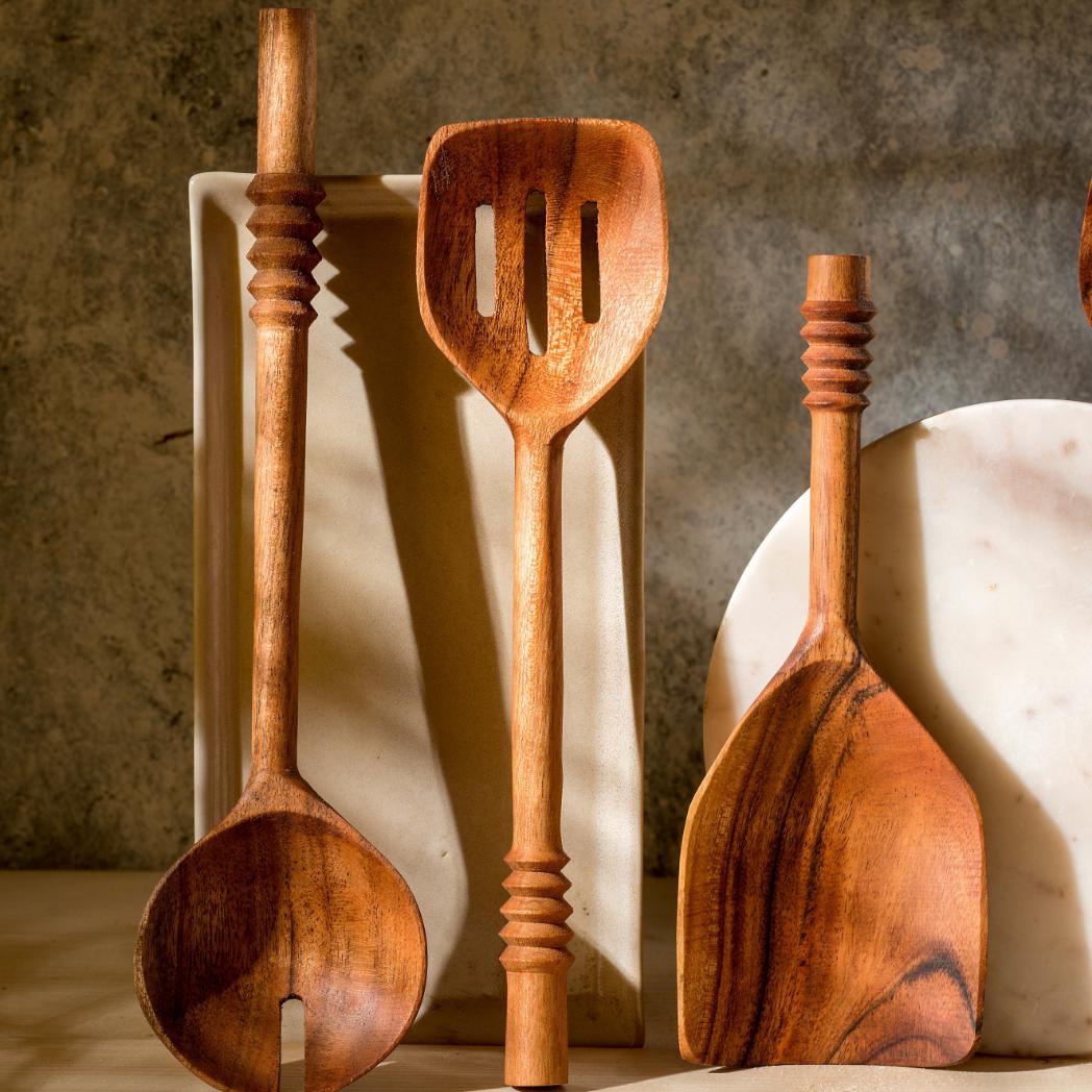 Araana Home Garoh Designer Premium Wooden Spatulas and Ladles