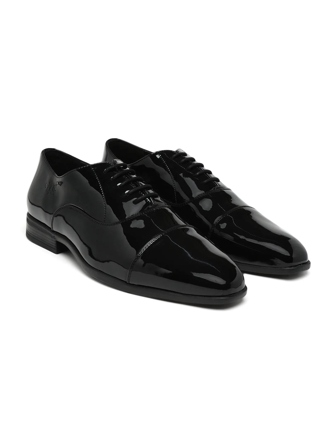 Suit Up Patent Black Cap-Toe Oxford Shoes