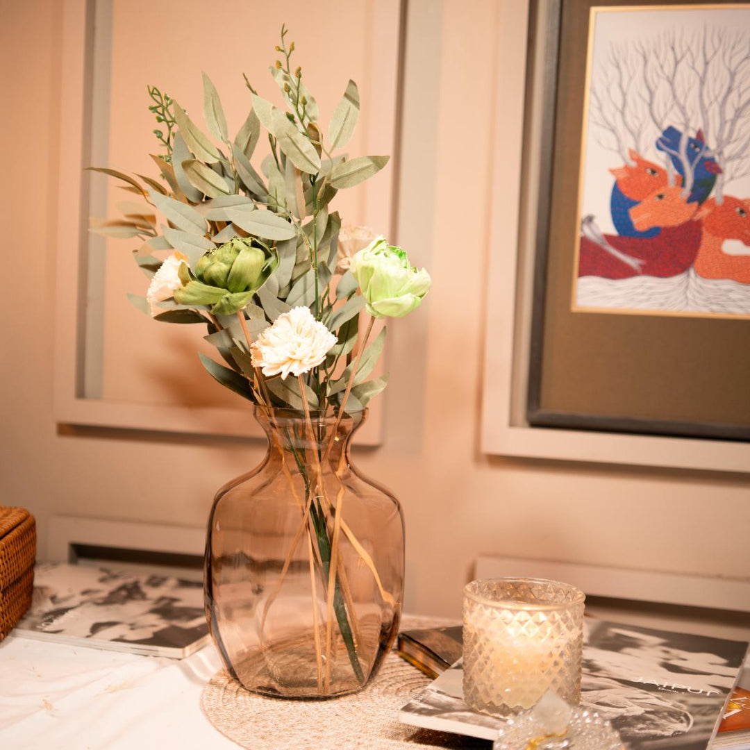 Gentle Glow Vase with Dried Flower Bunch | Elegant Aesthetic Vase Decor Set – ArteCasa