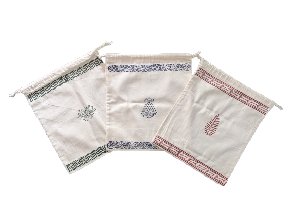 Geosmin Tambula Block Printed Bag (pack of 6)