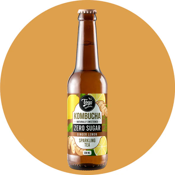 Toyo Kombucha Ginger Lemon Zero Sugar - Pack of 6