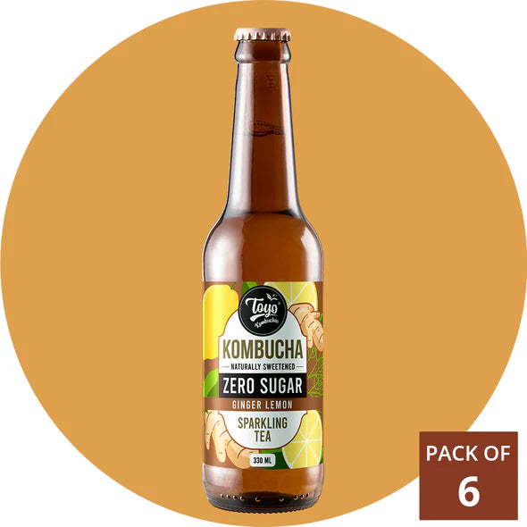 Toyo Kombucha Ginger Lemon Zero Sugar - Pack of 6