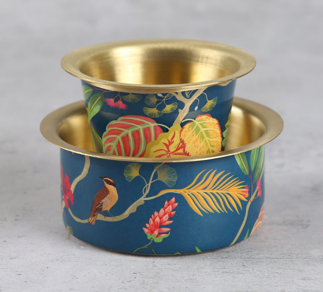 Fronds and Florets Brass coffee Tumbler Set of 2