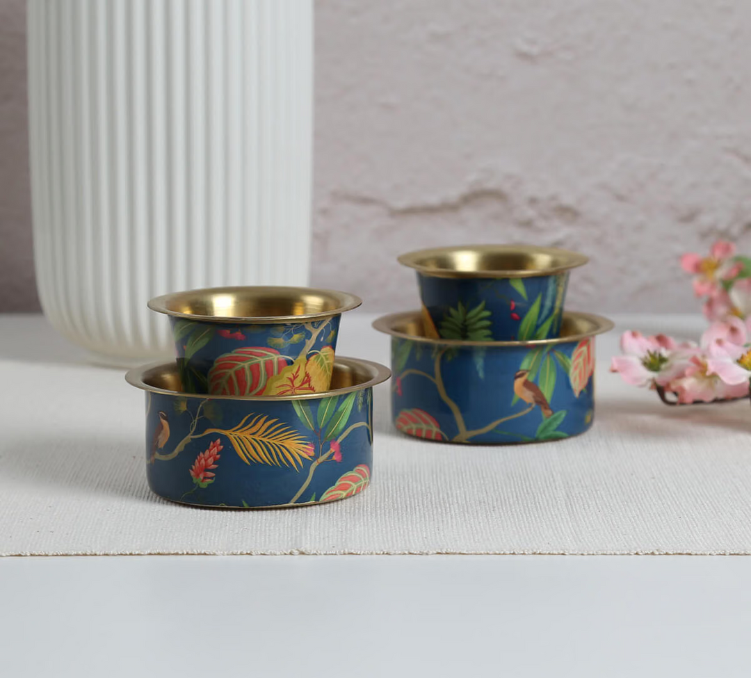Fronds and Florets Brass coffee Tumbler Set of 2