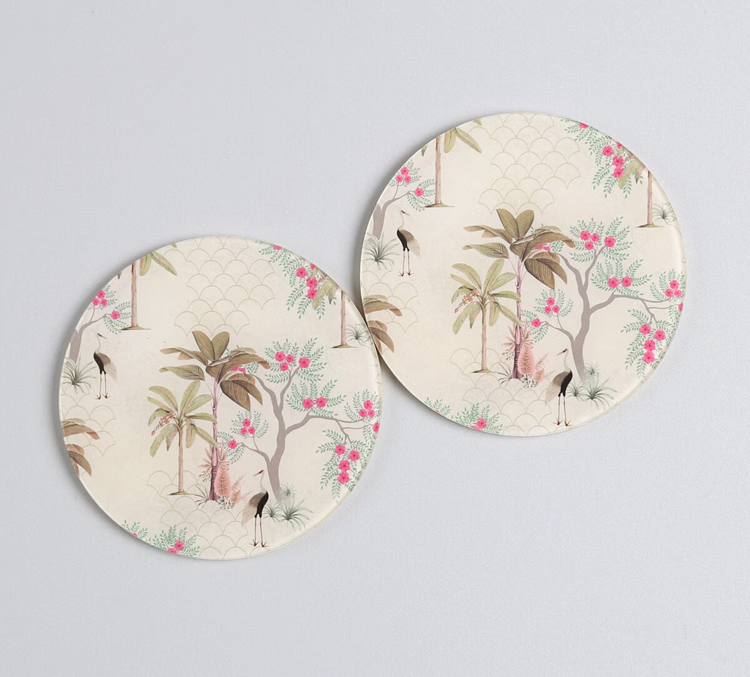 Floral flock Glass Mugs & Coasters Combo Set of 2