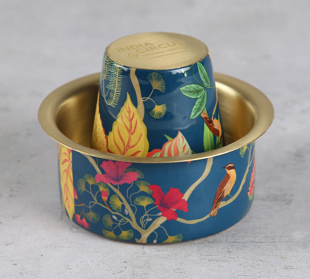 Fronds and Florets Brass coffee Tumbler Set of 2