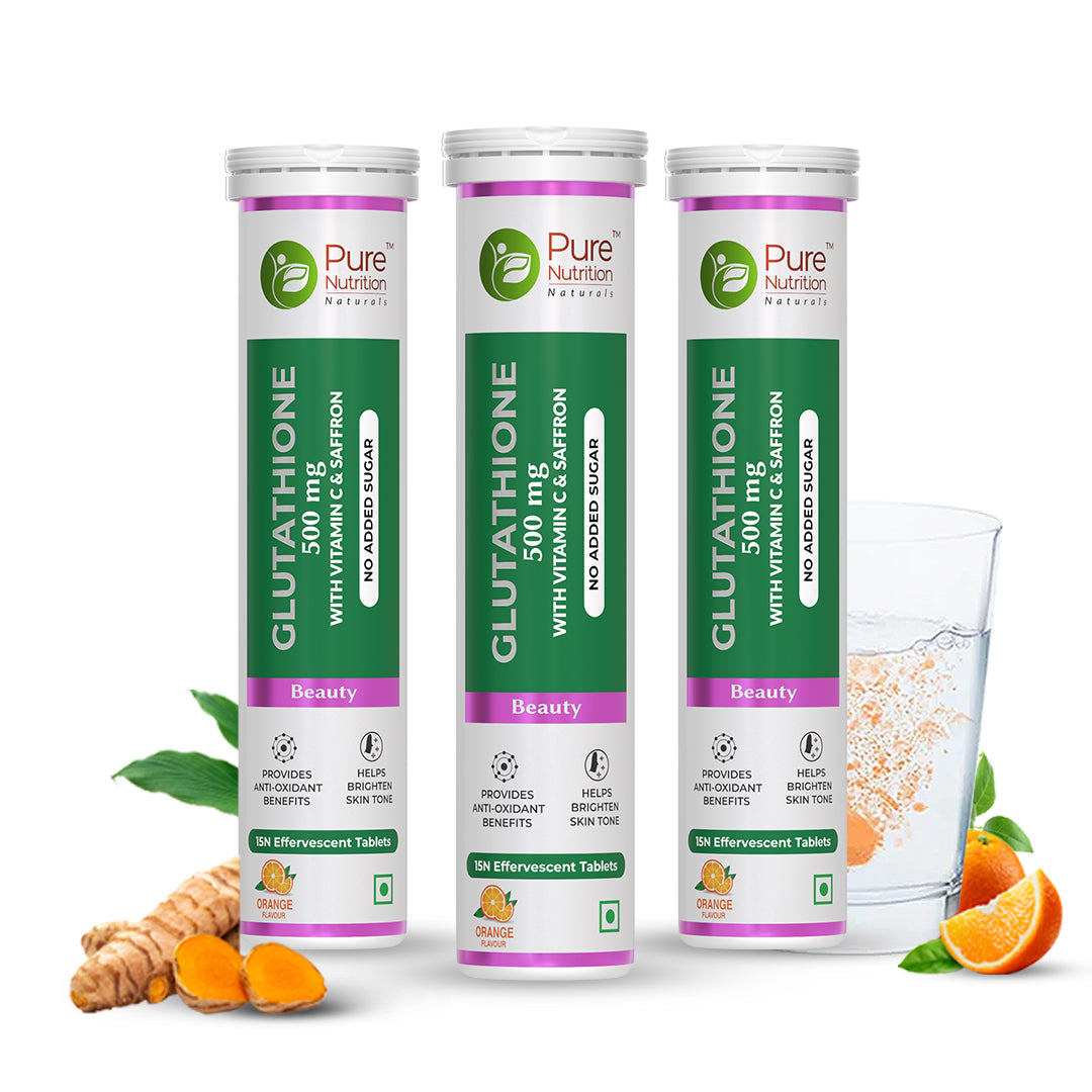 Glutathione 500mg with Vitamin C & Saffron | Effervescent Tablets for Skin Glow