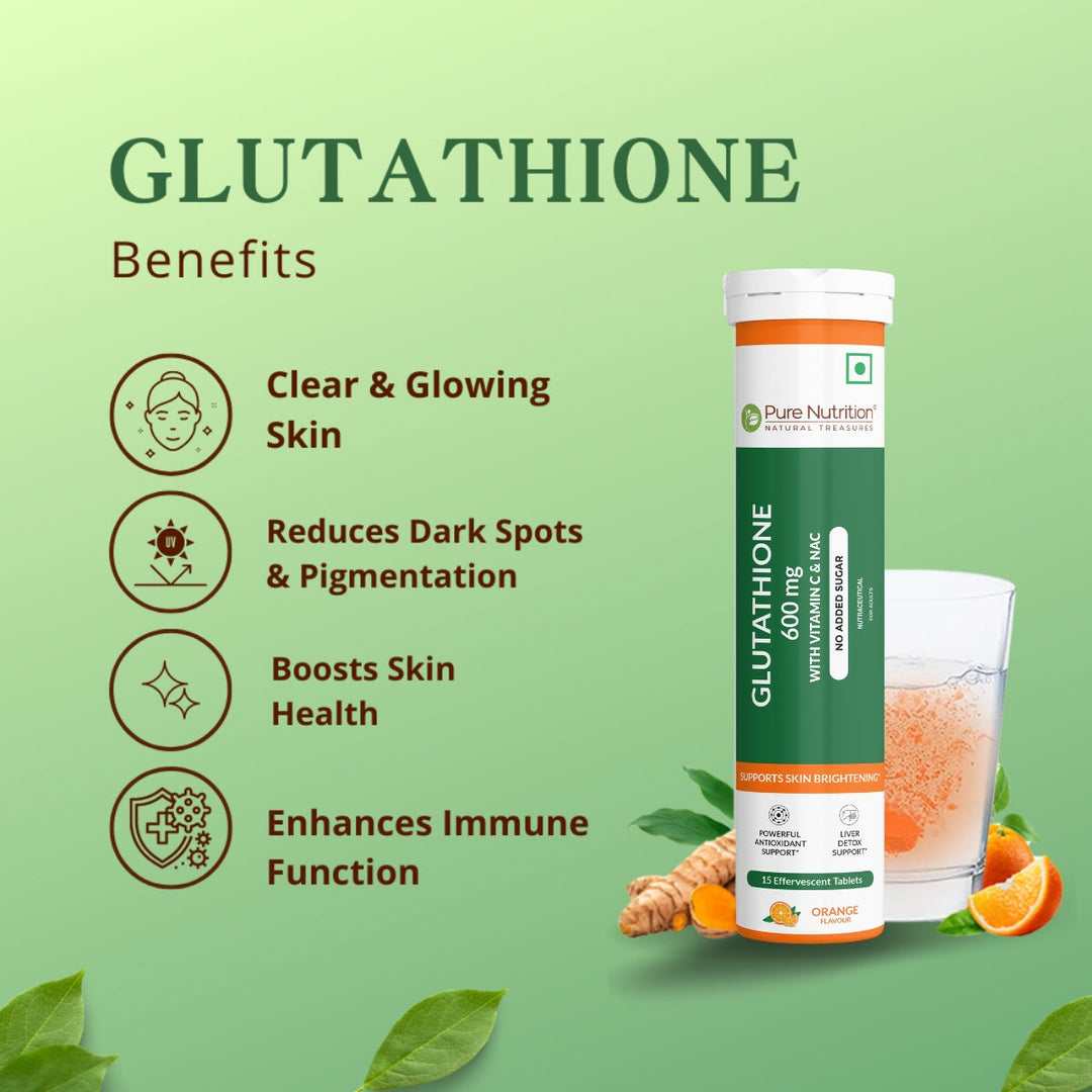 Glutathione 600mg with Vitamin C & Saffron  15 Effervescent Skin Glow Tablets