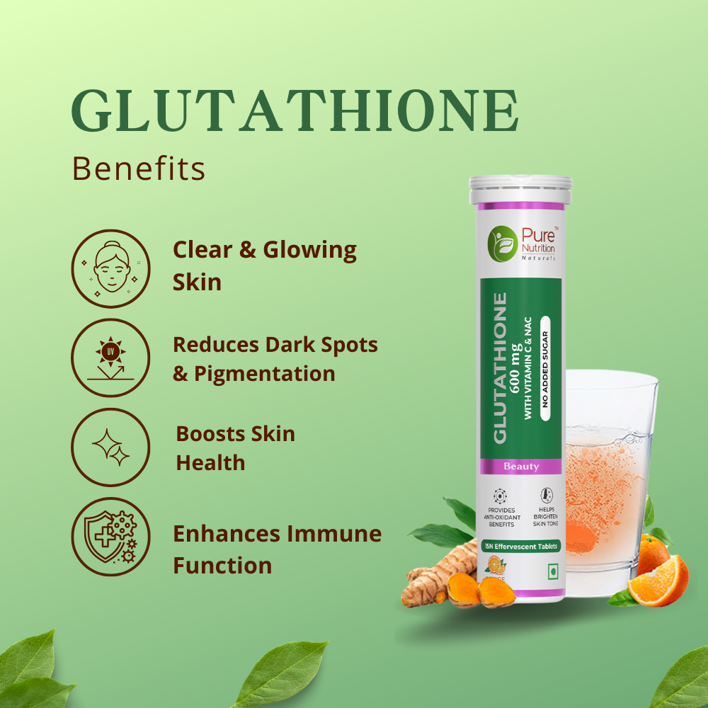 Glutathione 600mg with Vitamin C & Saffron, 15 Effervescent Tablets | Skin Radiance & Glow