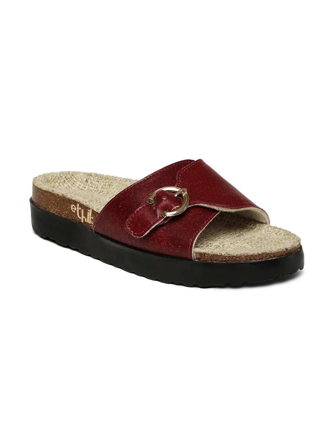 Flora Willow Burgundy Double Strap Buckle Sandals