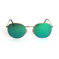 Monkstory Vintage Round Unisex Sunglasses - Turquoise Gold