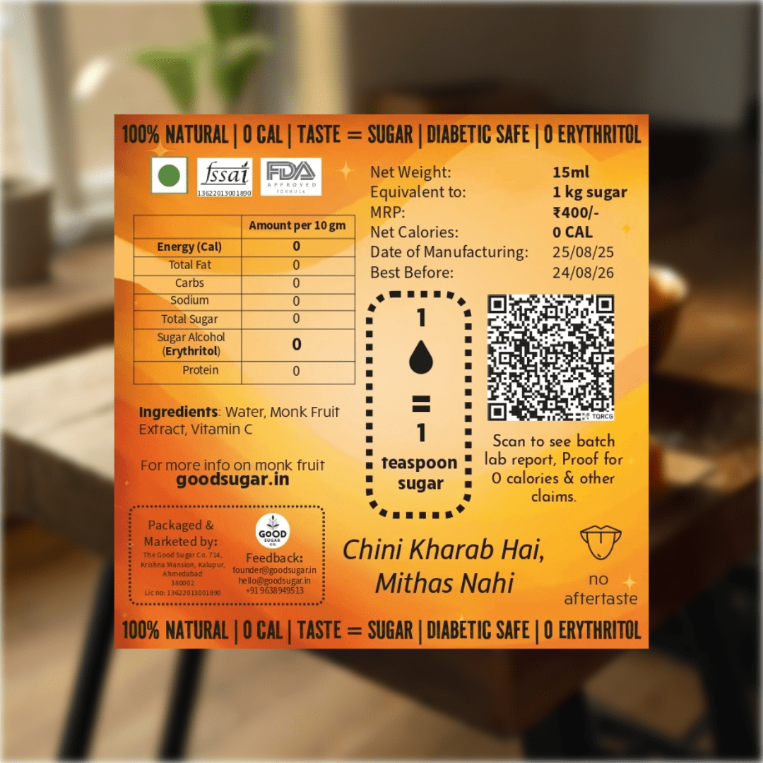 Good Sugar AQUA - MONK | Monk Fruit Liquid Sweetener | 0 Erythritol | 100% Monk Fruit - Suspire