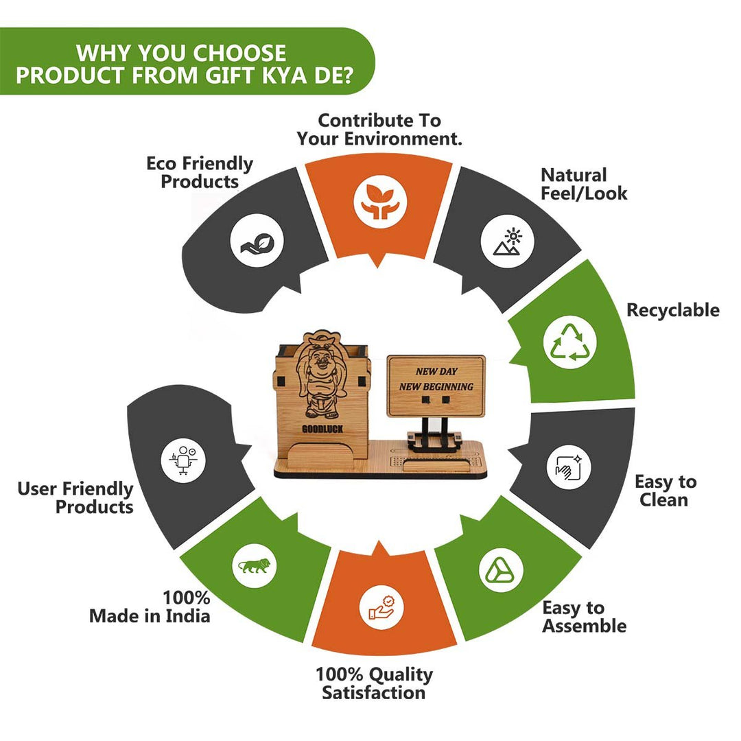 Gift Kya De Good Luck Mobile and Pen Stand | Desk Organizer | Mobile Accessories