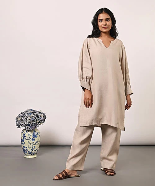 HempZero Grace Kurta Set - Beige