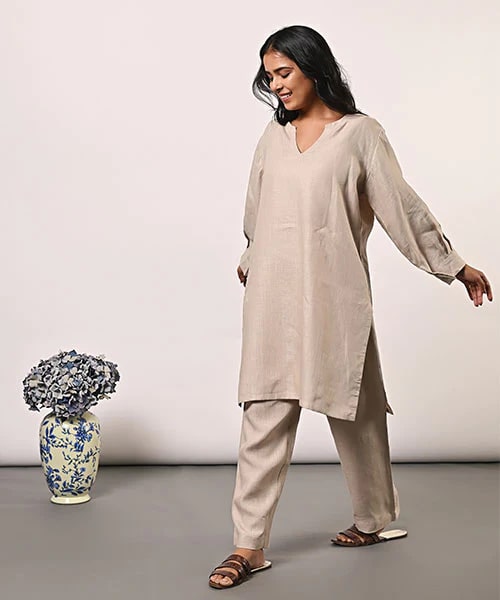 HempZero Grace Kurta Set - Beige