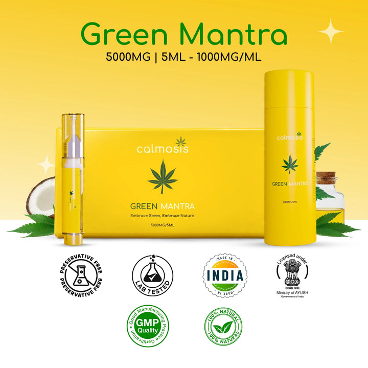 Calmosis Green Mantra | India's Purest Full Spectrum Vijaya Extract Paste | 5000 MG/ 5ML 100% Pure Cannabis Leaf Extract Full Spectrum (THC + CBD= 2:1)