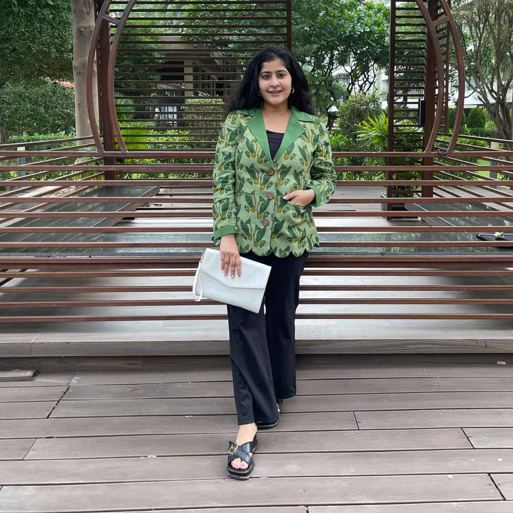 Green Seedline Scallop Blazer