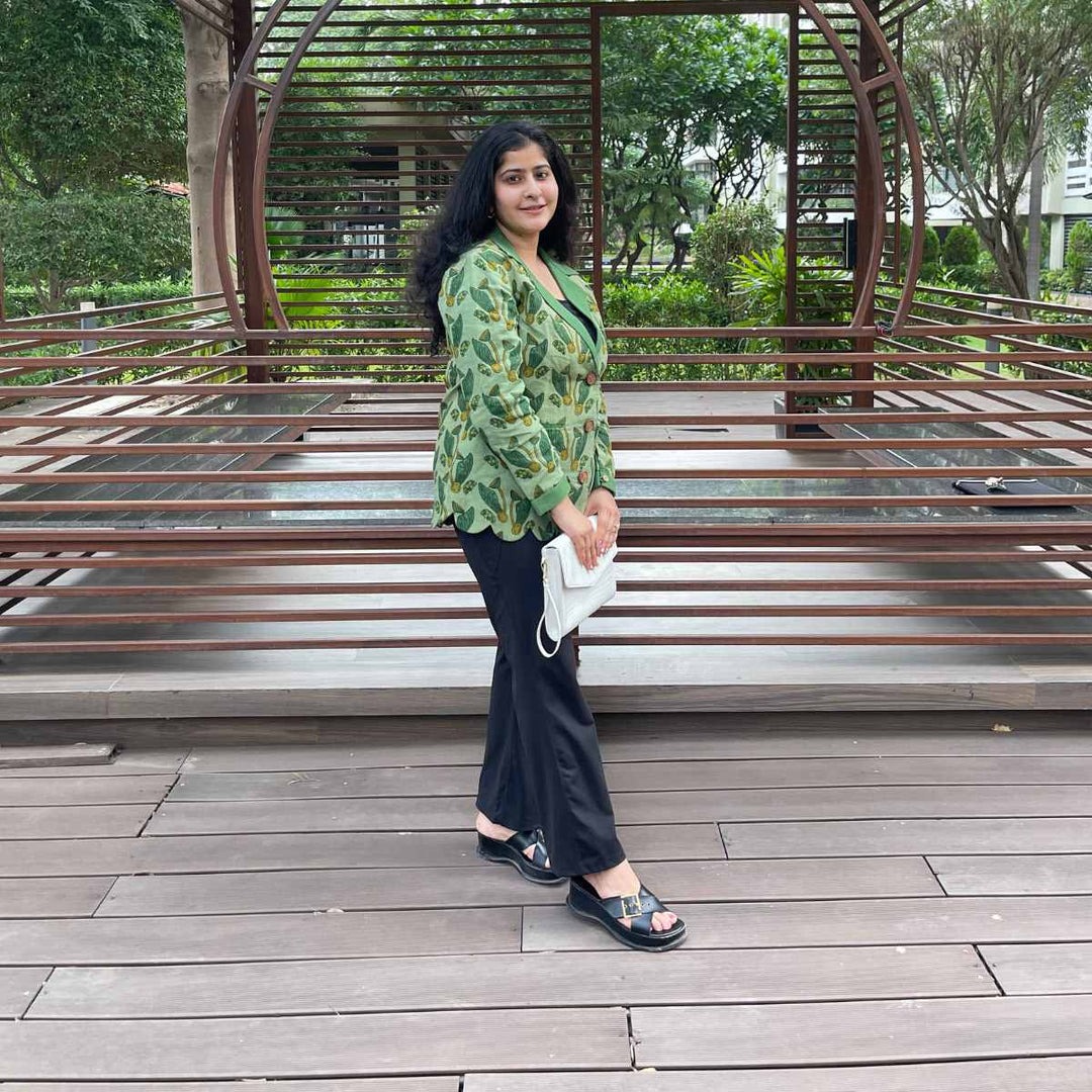 Green Seedline Scallop Blazer - Suspire