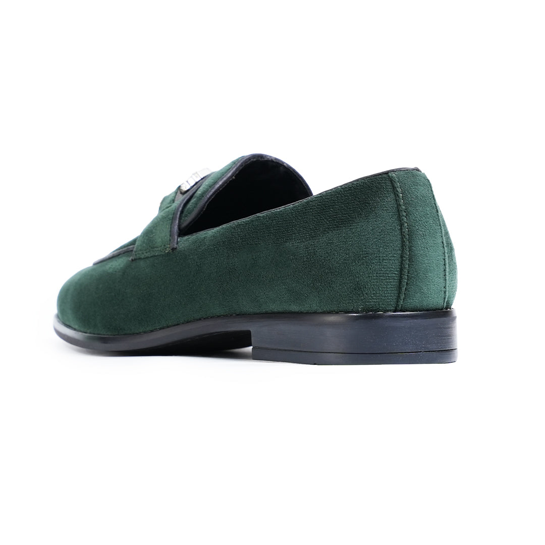 Monkstory Velvet Crystal Bit Loafers – Royal Green
