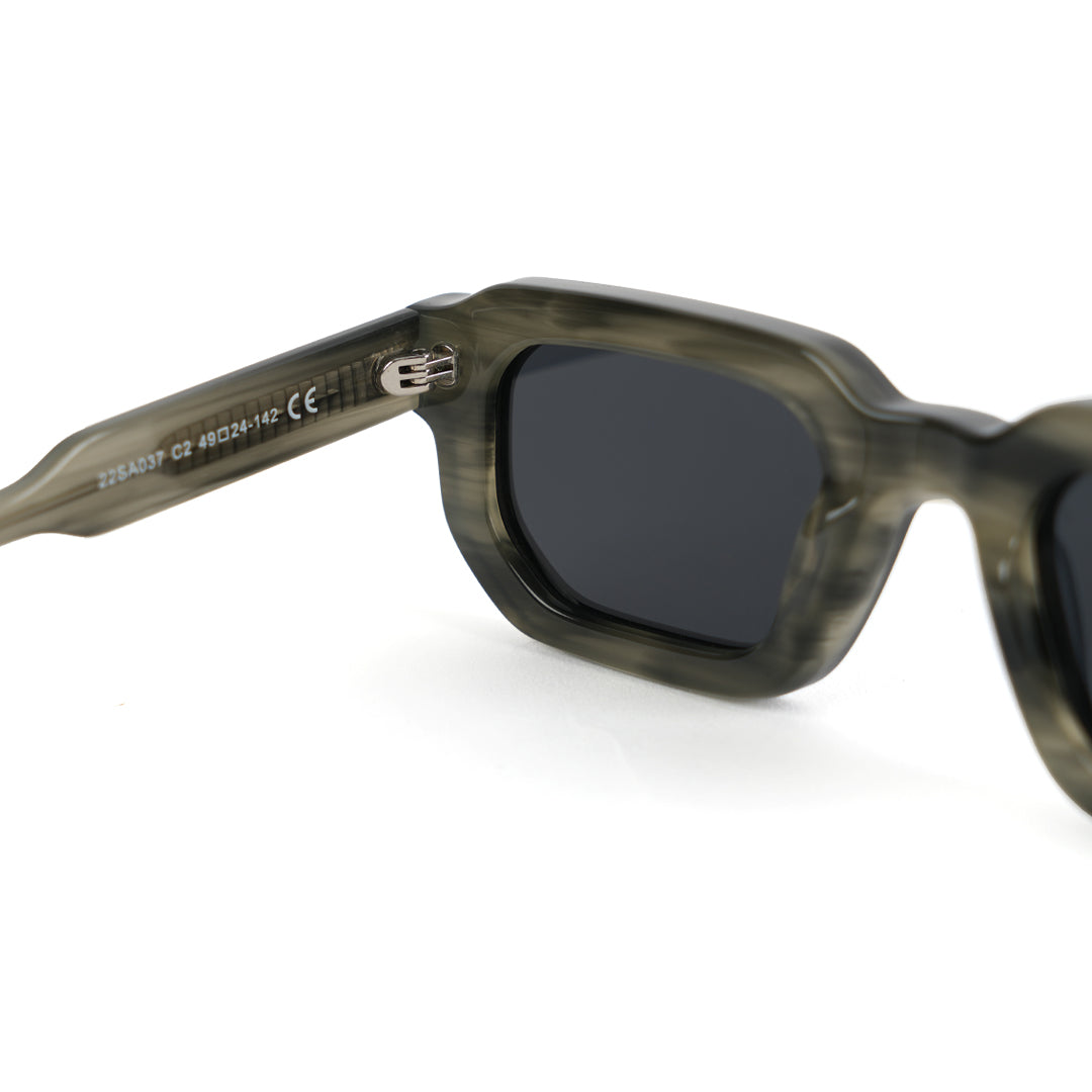Monkstory Geometric Acetate Unisex Sunglasses - Marbleous Olive Grey