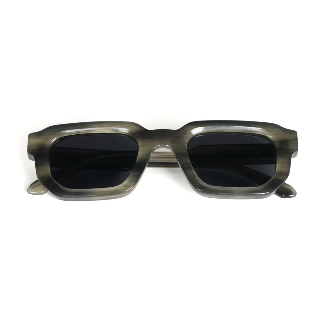 Monkstory Geometric Acetate Unisex Sunglasses - Marbleous Olive Grey