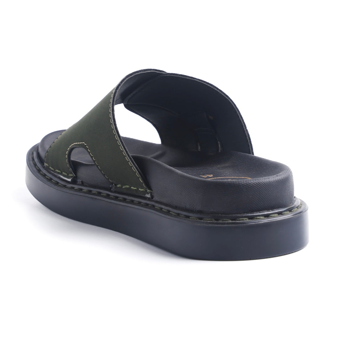 Monkstory Cosmopolitan Cross Panel Chunky Slides – Olive Green