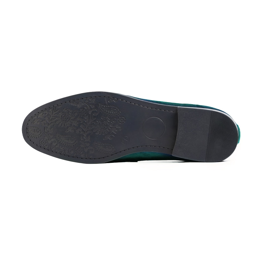 Monkstory Velvet Crystal Bit Loafers – Royal Green