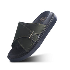 Monkstory Cosmopolitan Cross Panel Chunky Slides – Olive Green