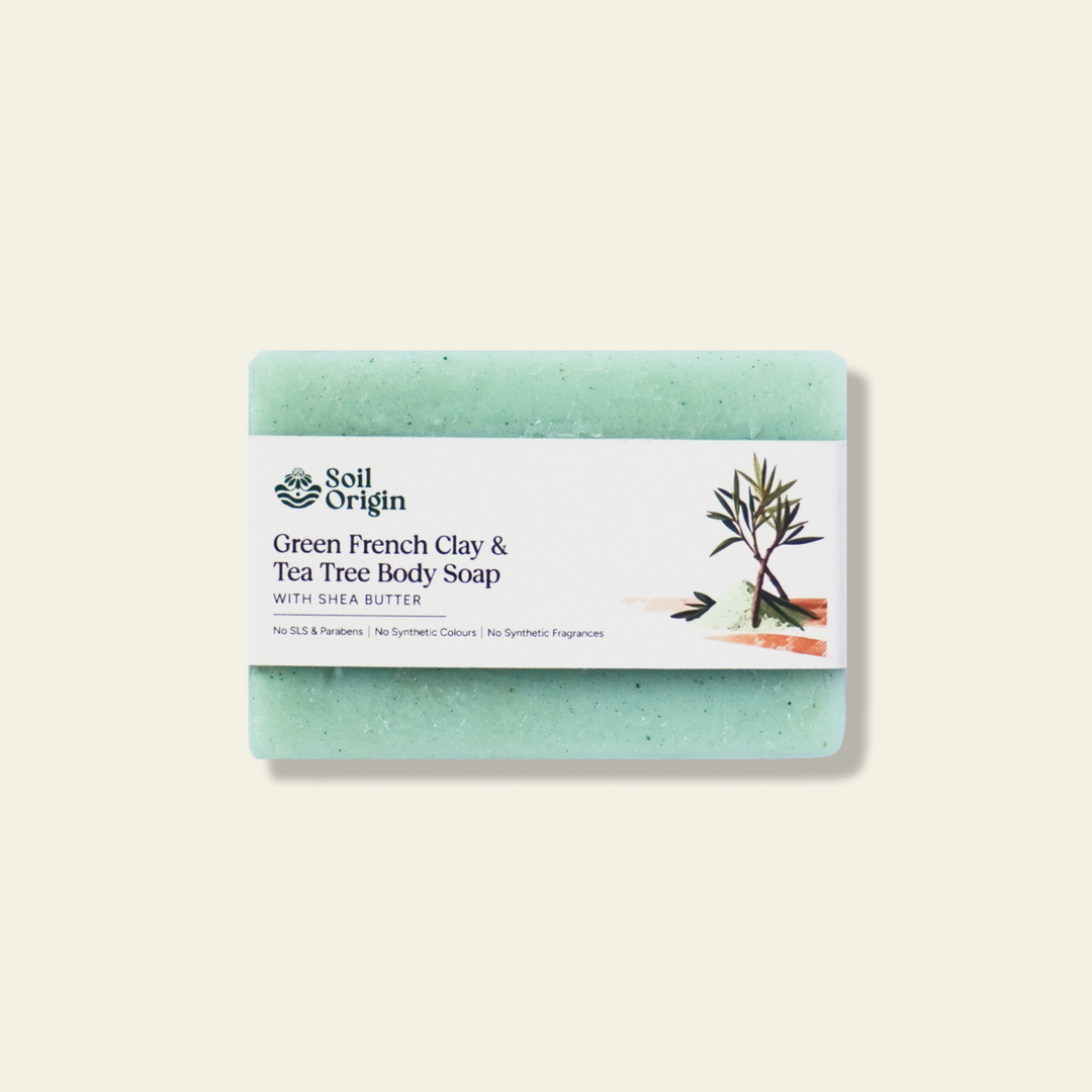 Soil Origin Green French Clay & Tea Tree Body Soap with Shea Butter - 100 Gm (Pack of 2)