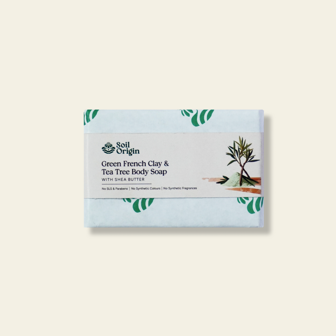 Soil Origin Green French Clay & Tea Tree Body Soap with Shea Butter - 100 Gm (Pack of 2)