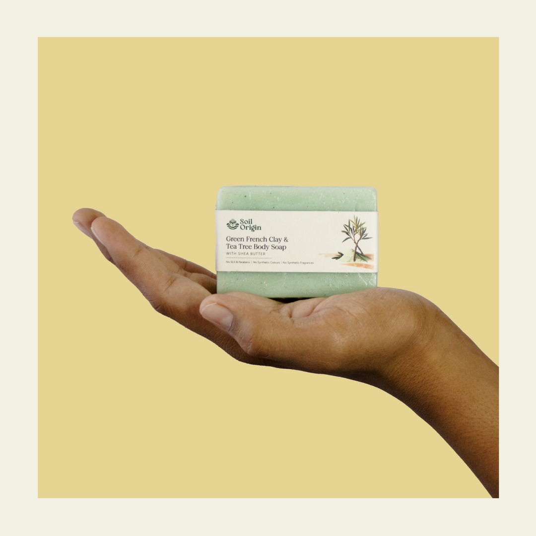 Soil Origin Green French Clay & Tea Tree Body Soap with Shea Butter - 100 Gm (Pack of 2)