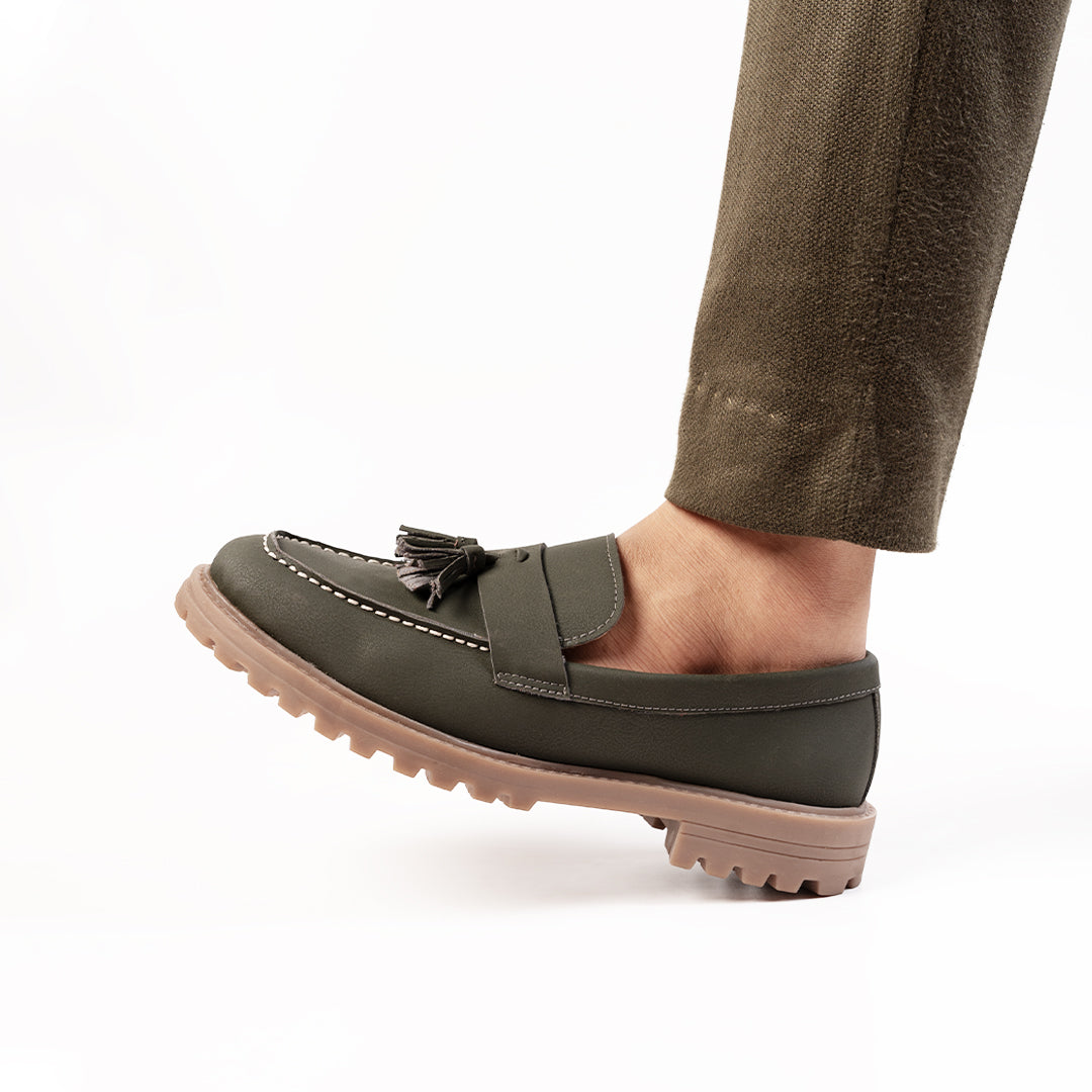Monkstory Cosmopolitan Urban Tassel Loafers  - Olive