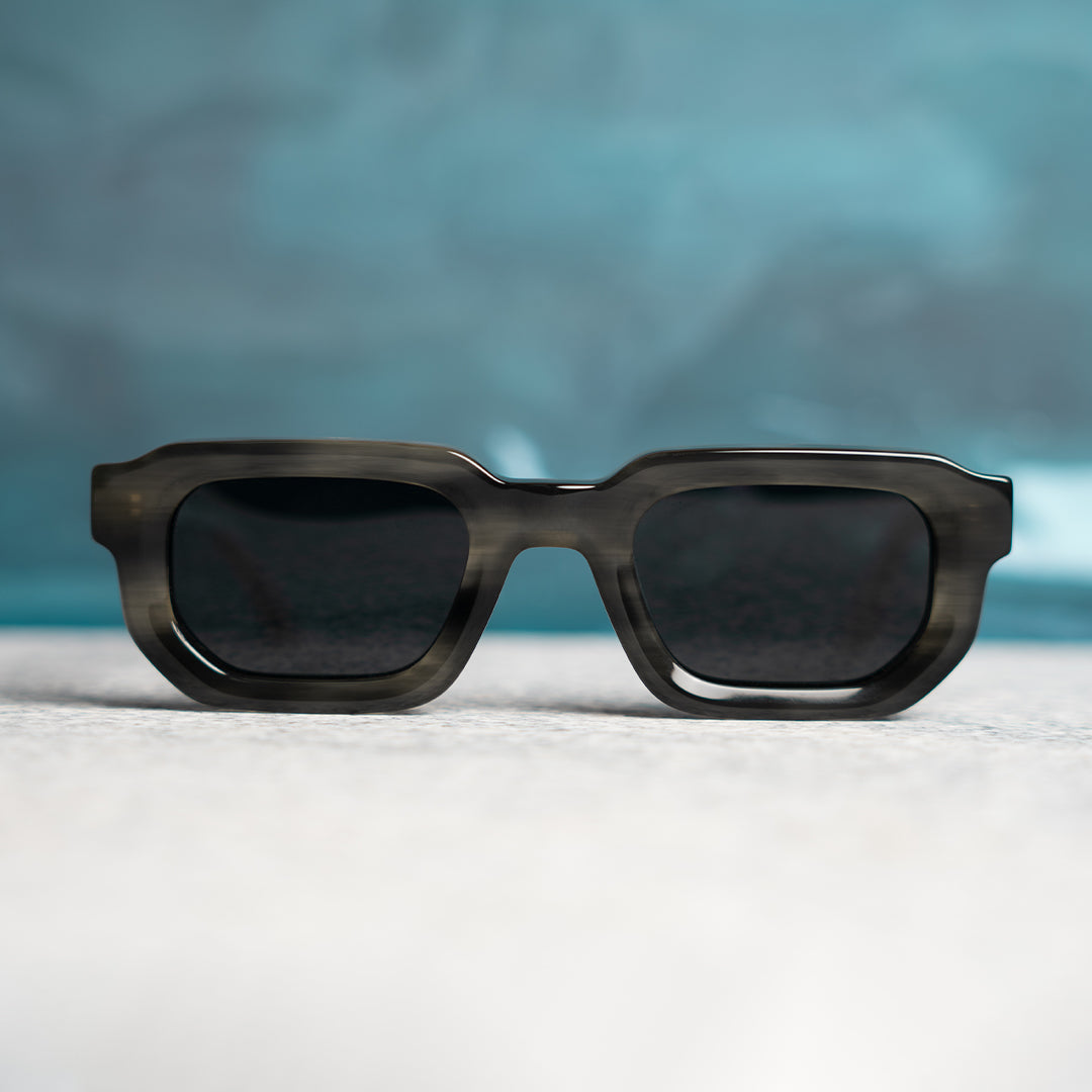 Monkstory Geometric Acetate Unisex Sunglasses - Marbleous Olive Grey