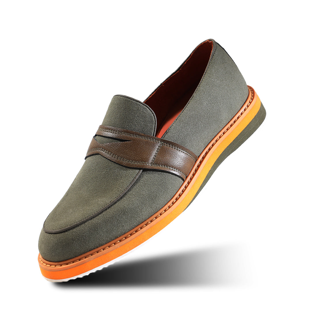 Monkstory Escape Stacked Sole Penny Loafers – Olive Green