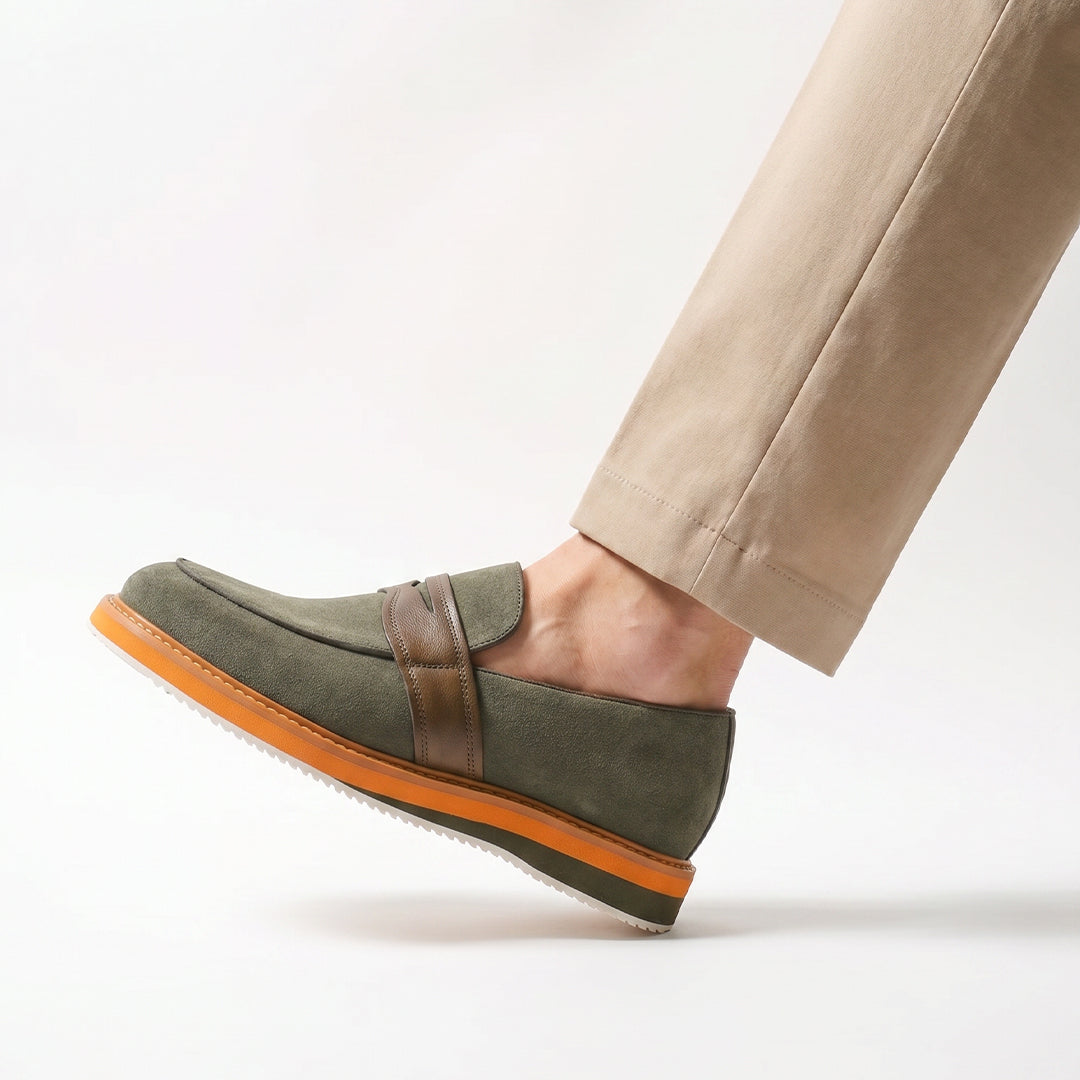 Monkstory Escape Stacked Sole Penny Loafers – Olive Green
