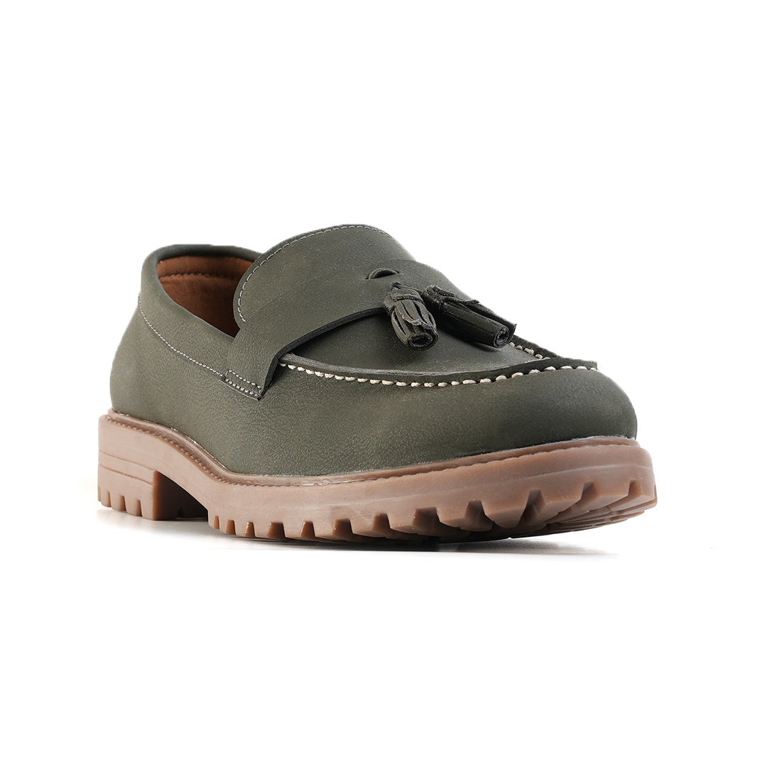 Monkstory Cosmopolitan Urban Tassel Loafers  - Olive