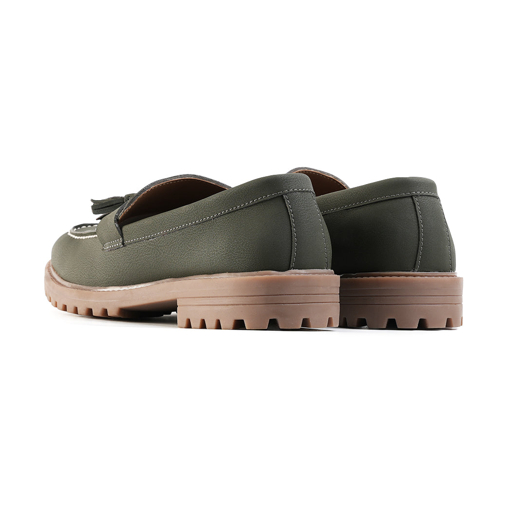 Monkstory Cosmopolitan Urban Tassel Loafers  - Olive