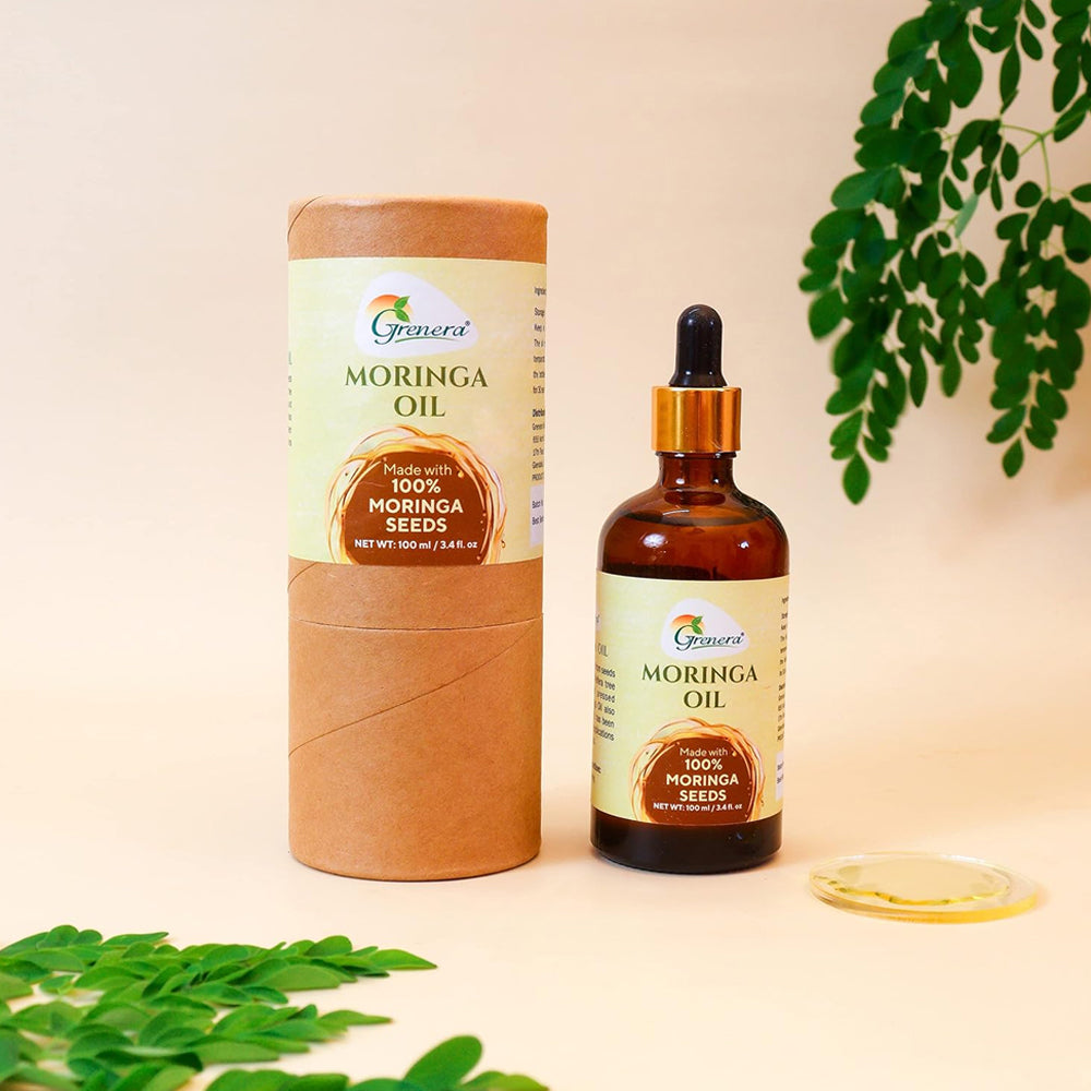 Grenera Moringa Oil 100 ml Cold Pressed Extra Virgin for Hair Growth, Skin Care and Anti-Ageing