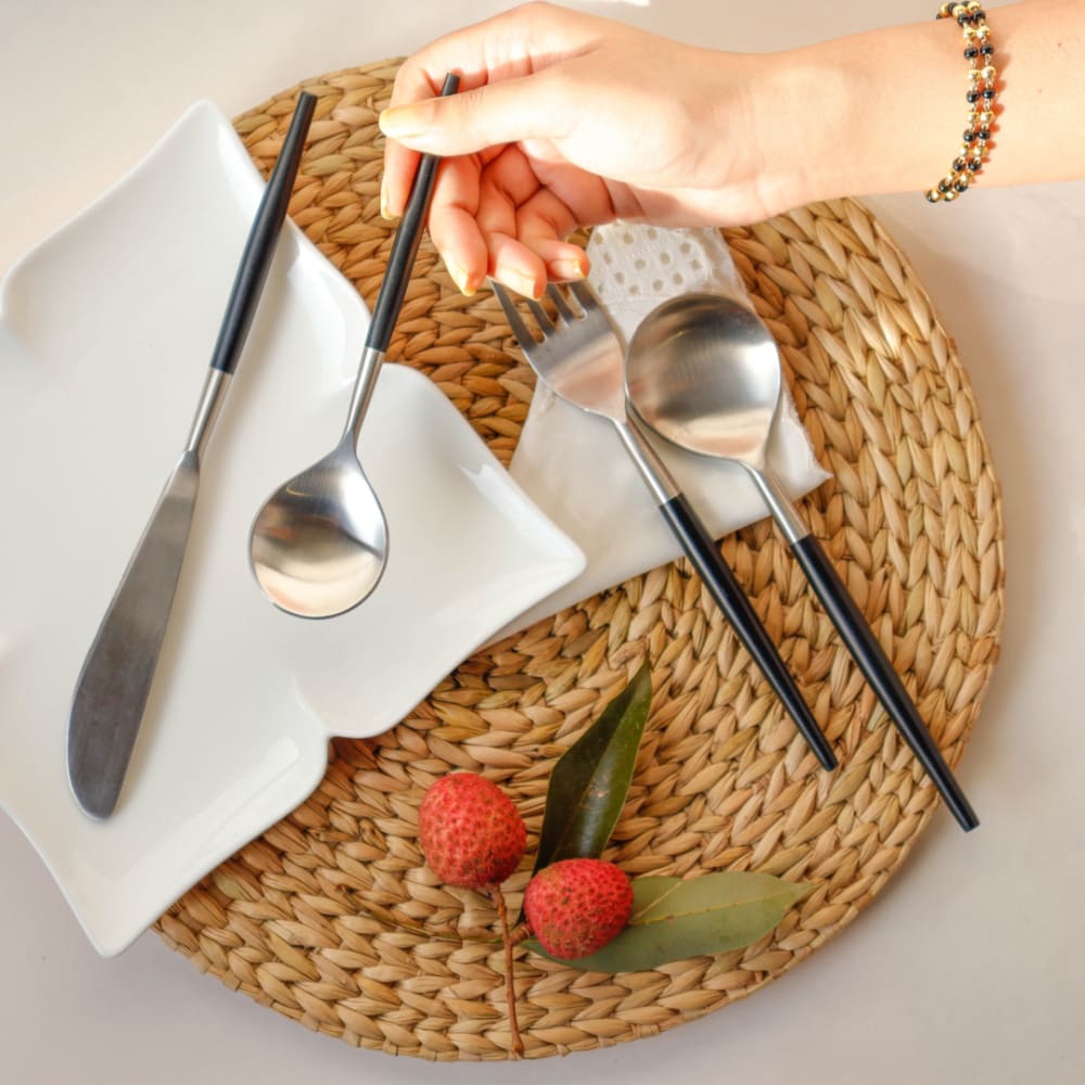 ONEarth Grey & Black Steel Cutlery Set