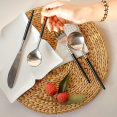 ONEarth Grey & Black Steel Cutlery Set