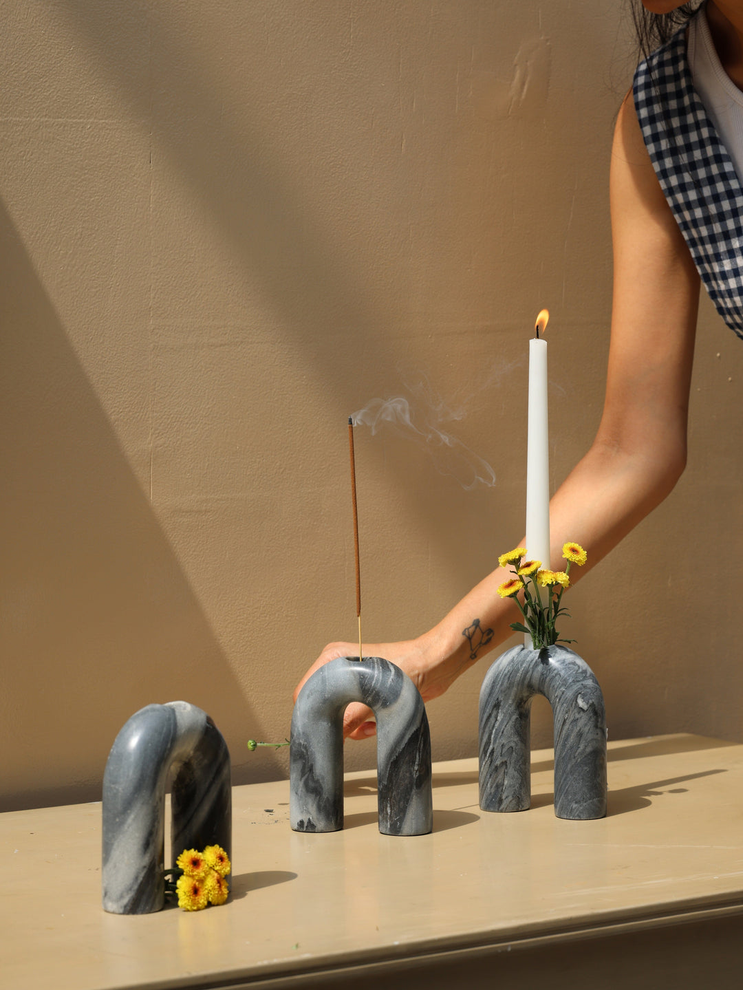 Muun Home Grey Candle Holder