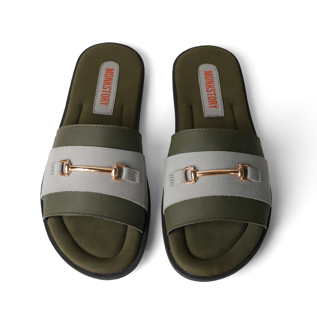 Monkstory Horsebit Slides - Grey